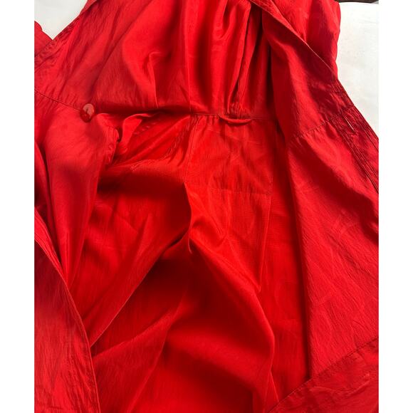 Vintage Red Rain Coat Cloak Size Medium Large Hooded Retro Chic Full Length 50s - Picture 13 of 13